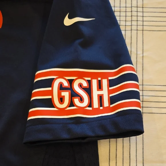 Nike Men's Dark Blue and Orange Jersey - Picture 4 of 5